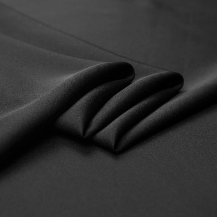 Solid Black Stretch Silk Double Joe Fabric for Fashion