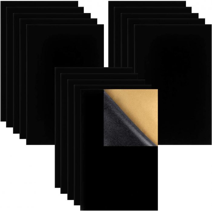 15PCS Black Self Adhesive Velvet Fabric for Craft